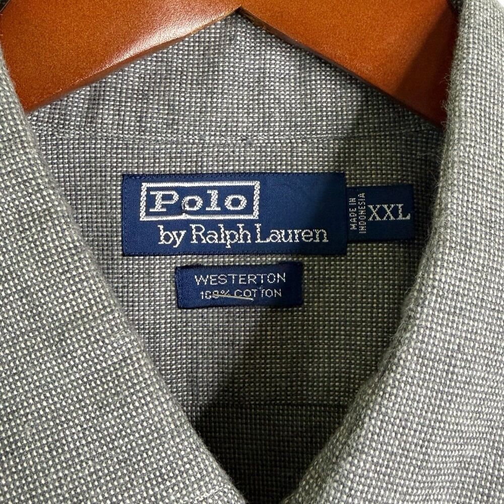 Vtg Polo Ralph Lauren Westerton Mens XXL Gray Birdseye Cotton Button Down Shirt - Picture 8 of 11